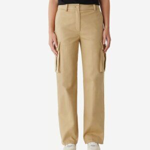 NWT- Frank & Oak Annie Cargo pants - Loose Fit - MR- Golden Beige- Size 4-